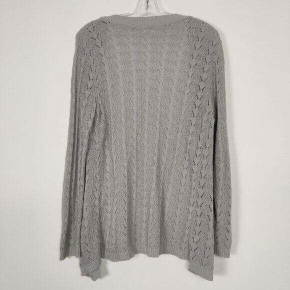 Foxxy Lady Women's Cardigan Size L Gray Cotton Knit Openwork Casual Resortwear - Picture 2 of 8